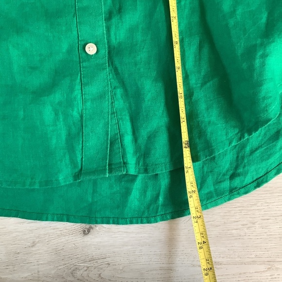 Ann Taylor Emerald Green linen size S Button Down Shirt summer beach travel - Picture 6 of 8